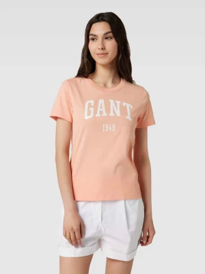 T-shirt z bawełny z nadrukiem z logo Gant