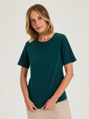 T-shirt z bawełny zielony Moodo