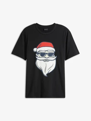 T-shirt z bożonarodzeniowym motywem, z czystej bawełny organicznej BonPrix czarny