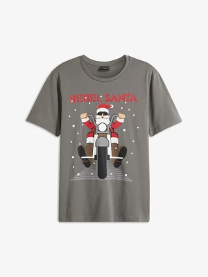 T-shirt z bożonarodzeniowym motywem, z czystej bawełny organicznej BonPrix szary