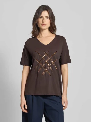 T-shirt z cekinami i dekoltem w serek milano italy