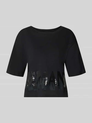 t-shirt z cekinowym obszyciem Armani Exchange Czarny