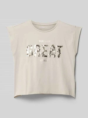 T-shirt z cekinowym obszyciem Guess