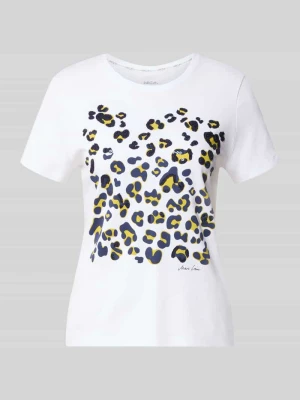 T-shirt z cekinowym obszyciem Marc Cain Biały