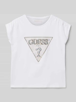 T-shirt z cekinowym obszyciem model ‘BATWING’ Guess