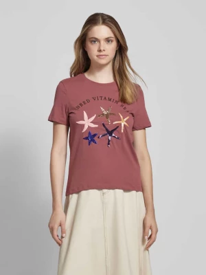 T-shirt z cekinowym obszyciem model ‘KITA’ Only