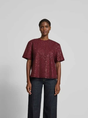 T-shirt z cekinowym obszyciem ROTATE Bordowy