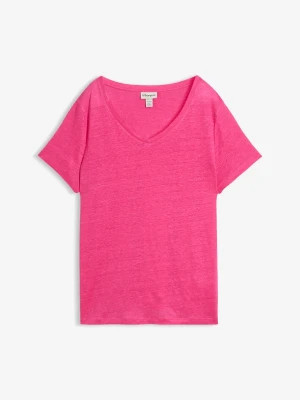 T-shirt z czystego lnu BonPrix różowy