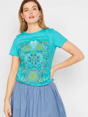 T-shirt z czystej bawełny BonPrix niebieski