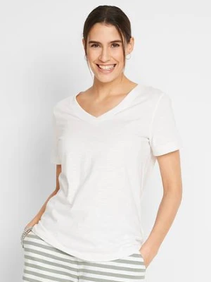 T-shirt z czystej bawełny BonPrix biały