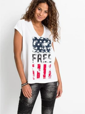 T-shirt z czystej bawełny BonPrix biały