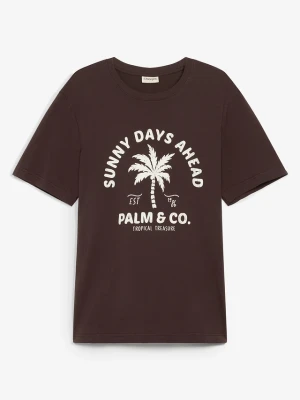 T-shirt z czystej bawełny BonPrix brązowy