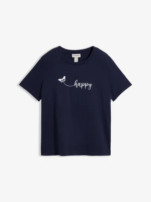 T-shirt z czystej bawełny BonPrix niebieski
