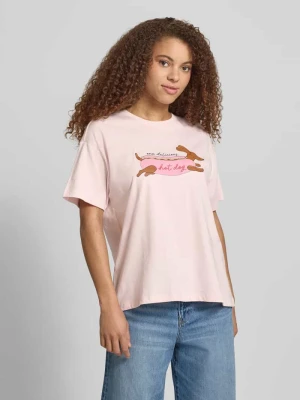 T-shirt z czystej bawełny, krój regular fit, model 'VIVVI' Only Jasnoróżowy