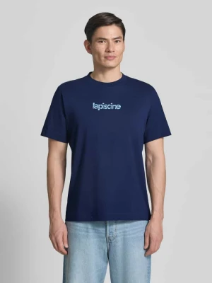 T-shirt z czystej bawełny o kroju regular fit model 'HASPEN' Selected Granatowy