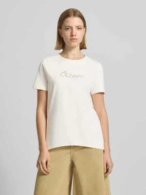 T-shirt z czystej bawełny o kroju regular fit model 'MIRANDA' Vero Moda Złamany biały
