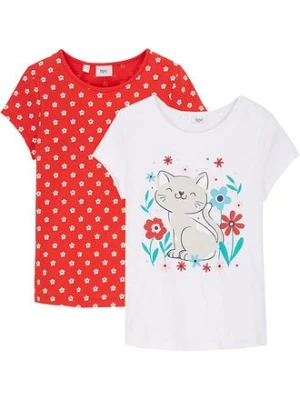 T-shirt z czystej bawełny organicznej (2 szt.) BonPrix czerwony