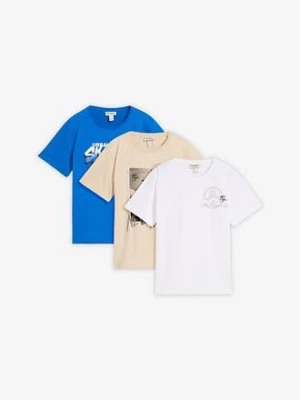 T-shirt z czystej bawełny organicznej (3 szt.) BonPrix niebieski