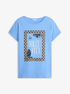 T-shirt z czystej bawełny organicznej BonPrix niebieski