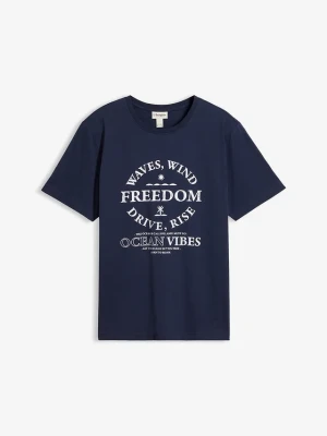 T-shirt z czystej bawełny organicznej BonPrix niebieski