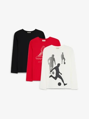 T-shirt z czystej bawełny organicznej, z długim rękawem (3 szt.) BonPrix czerwony
