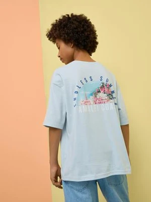 T-shirt z czystej bawełny organicznej, z dużym nadrukiem na plecach, loose fit bonprix