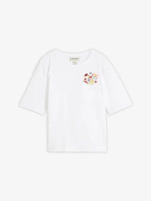 T-shirt z czystej bawełny organicznej, z haftem BonPrix biały