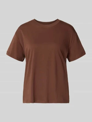 T-shirt z czystej bawełny Stefanel Czekoladowy