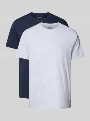 męski t-shirt o kroju regular fit w zestaw 2 szt. GÖTZBURG 1889 Średnioszary