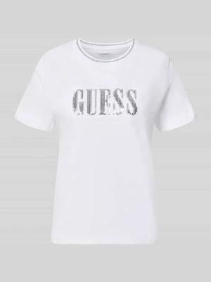 T-shirt z czystej bawełny z detalem z logo Guess Biały