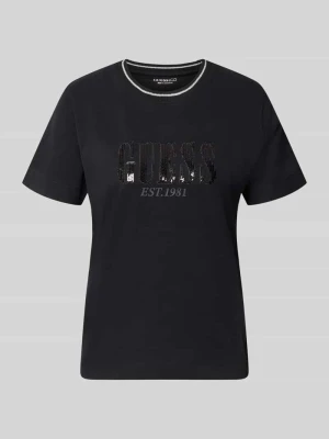 T-shirt z czystej bawełny z detalem z logo Guess Czarny