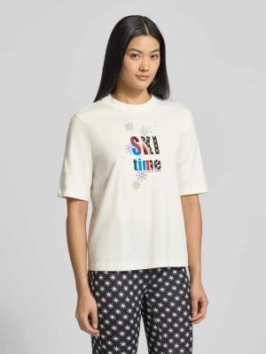 T-shirt z czystej bawełny z nadrukiem z napisem Marc Cain