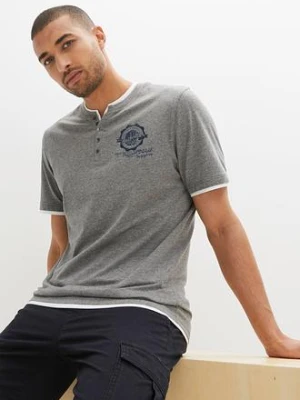 T-shirt z dekoltem Henley, krótki rękaw (2 szt.), z czystej bawełny organicznej bonprix