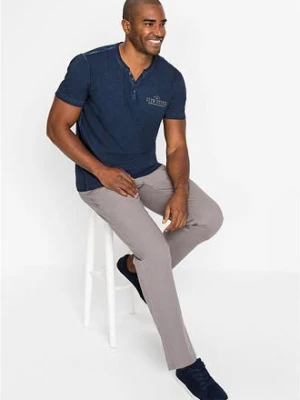 T-shirt z dekoltem henley z krótkim rękawem, z efektem sprania, z czystej bawełny organicznej bonprix