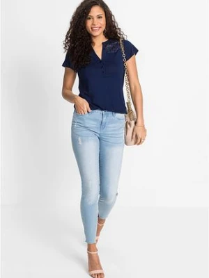 T-shirt z dekoltem henley z mieszanki wiskozy bonprix