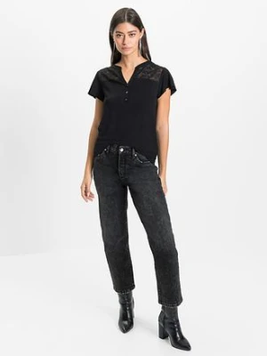 T-shirt z dekoltem henley z mieszanki wiskozy bonprix