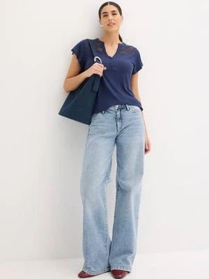 T-shirt z dekoltem henley z mieszanki wiskozy bonprix