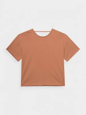 T-shirt z dekoltem na plecach damski - pomarańczowy OUTHORN