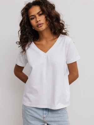 T shirt z dekoltem w kształcie V w kolorze BIAŁYM- V NECK Marsala