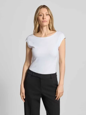 t-shirt z dekoltem w łódkę i detalem z logo Marc Cain