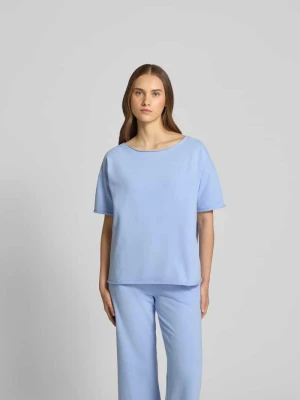 T-shirt z dekoltem w łódkę Juvia Błękitny