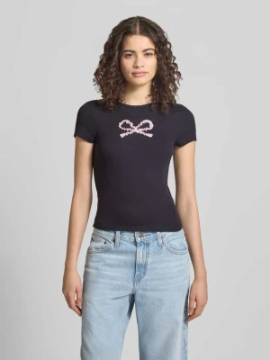 T-shirt z dekoltem w łódkę model 'PREPPY HEART' REVIEW