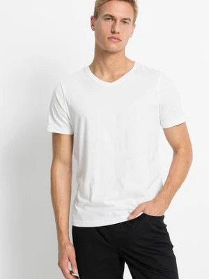 T-shirt z dekoltem w serek (5 szt.) BonPrix biały