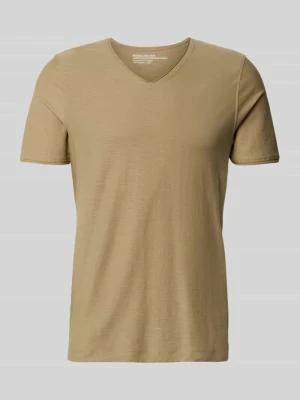 t-shirt z dekoltem w serek i zrolowanym brzegiem MCNEAL Ziemisty brązowy