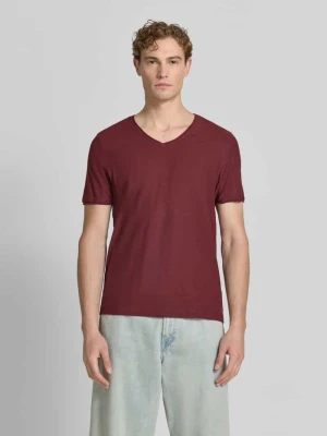t-shirt z dekoltem w serek i zrolowanym brzegiem MCNEAL Ciemnoczerwony