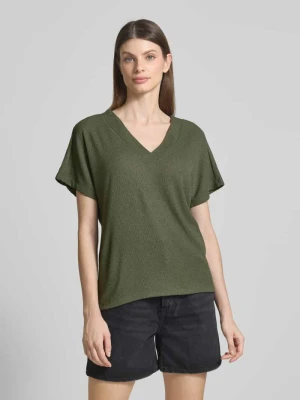 T-shirt z dekoltem w serek model ‘Delia’ Soyaconcept