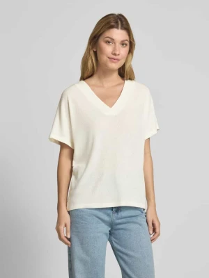 T-shirt z dekoltem w serek model ‘Delia’ Soyaconcept Złamany biały