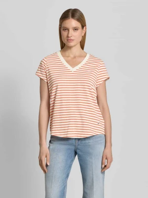 t-shirt z dekoltem w serek model 'Kala' MOS MOSH