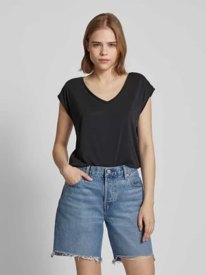 T-shirt z dekoltem w serek model ‘KAMALA’ Pieces