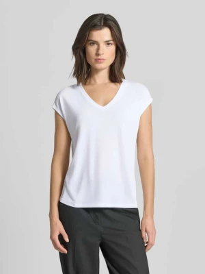 T-shirt z dekoltem w serek model ‘modala’ Vila